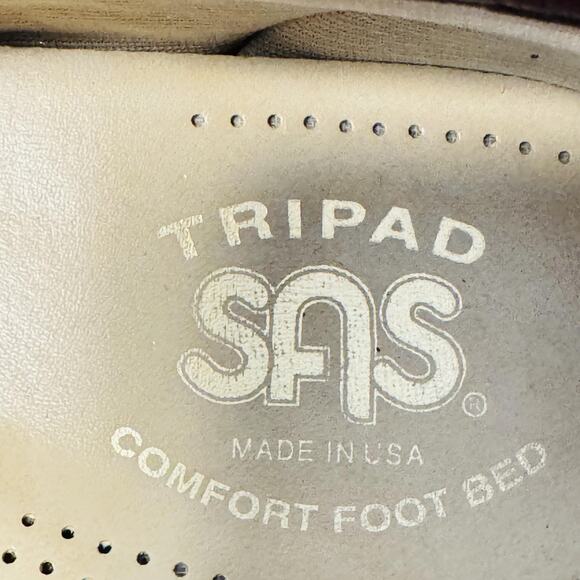 SAS Shoes Womens 6.5 WW Burgundy Leather Tripad Comfort Loafers Slip On Moc Toe - Picture 9 of 11